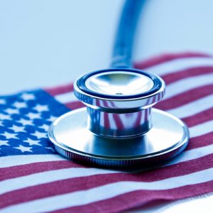 A stethoscope on an American flag.