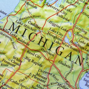 A road map of Michigan.