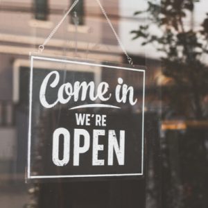 Open business door sign