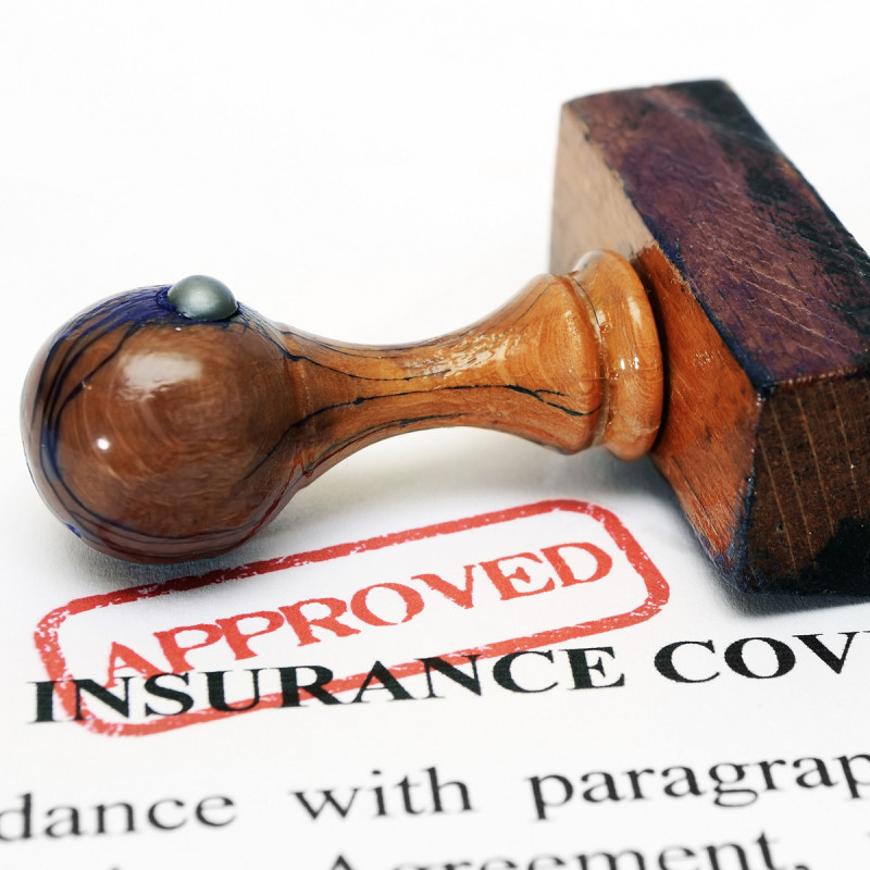 Insurance coverage paperwork stamped 