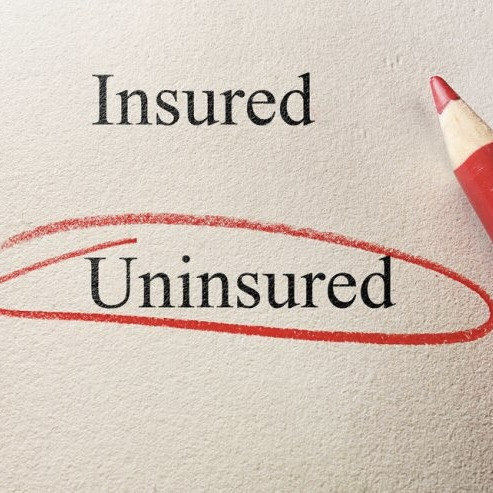 Insured and uninsured on a form, with uninsured circled in red