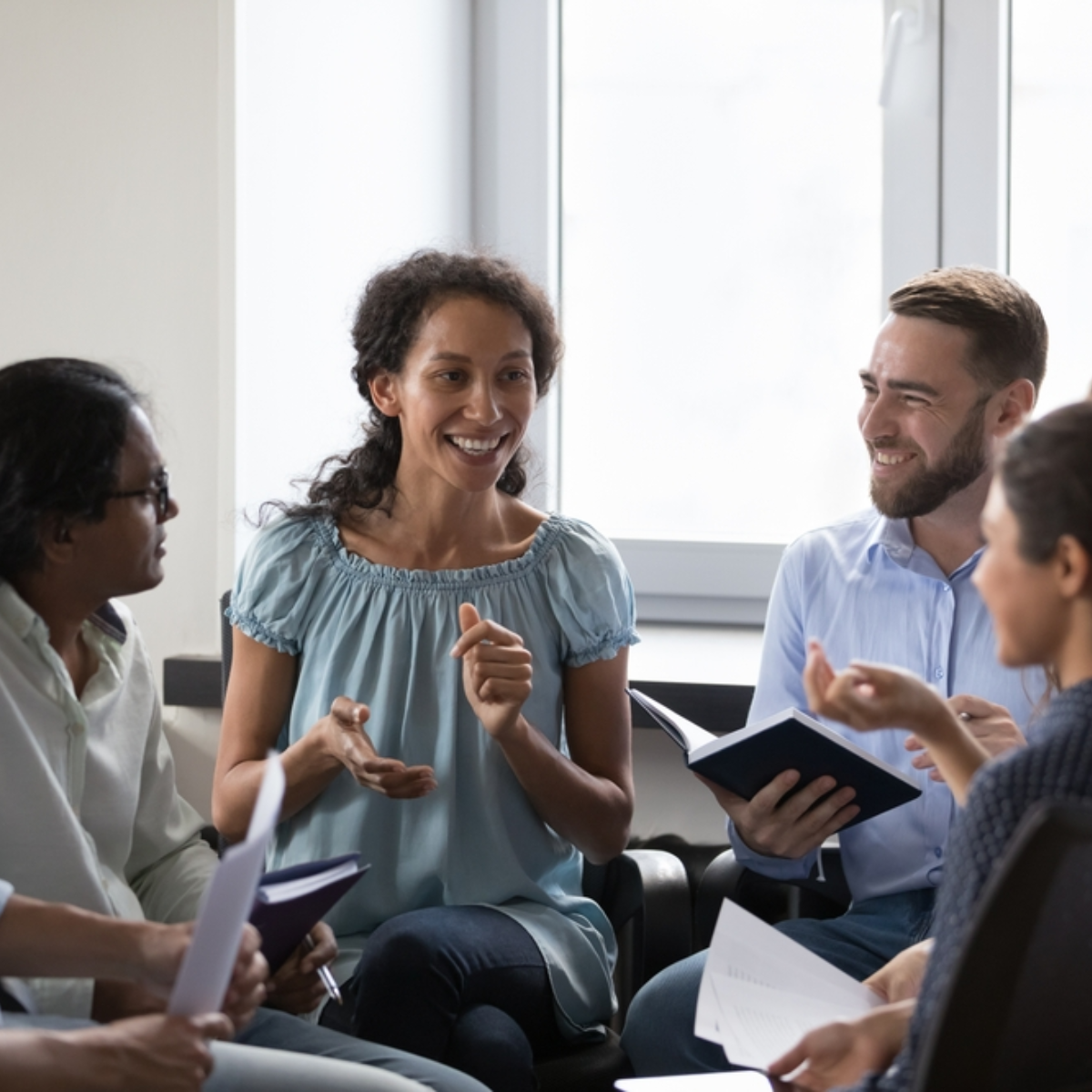 Fellows in a circle learning from each other